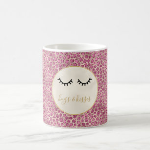 Caneca De Café Impressão do Leopardo Rosa Dourado Eyelashes Pret