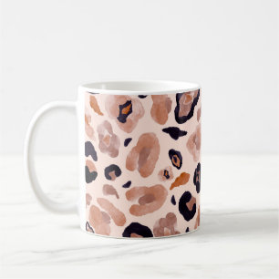 Caneca De Café Impressão do leopardo, sem problemas, fundo bege.