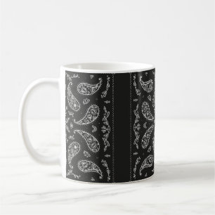 Caneca De Café Impressão do Ornamento de Paisley Bandana, preto