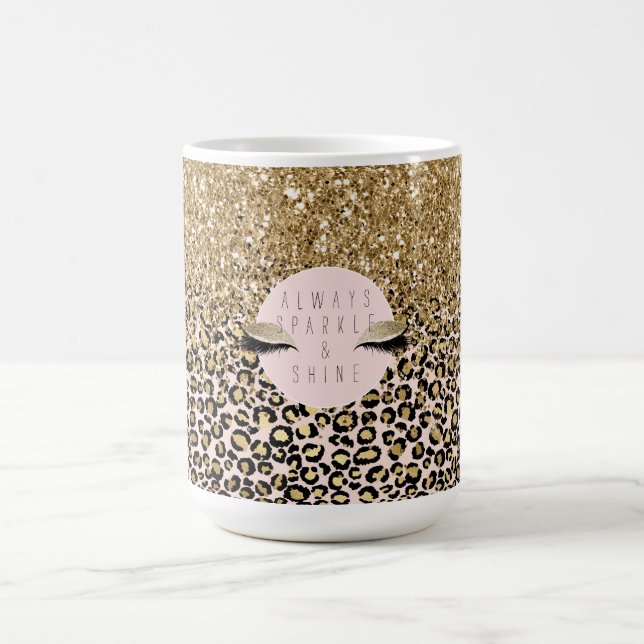 Caneca De Café Impressão Dourada Leopardo Rosa (Centro)