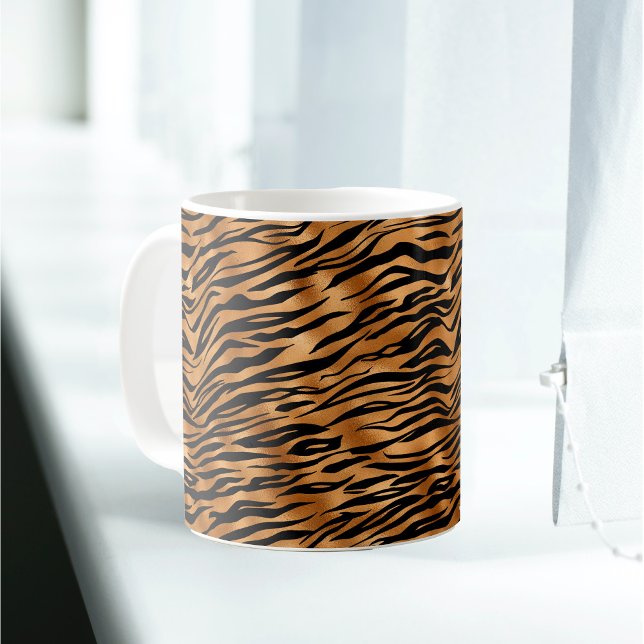 Caneca De Café Impressão Elegante De Tigre De Cobre (Criador carregado)