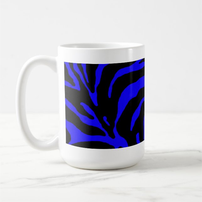 Caneca De Café Impressão em animais com faixa de zebra azul (Esquerda)