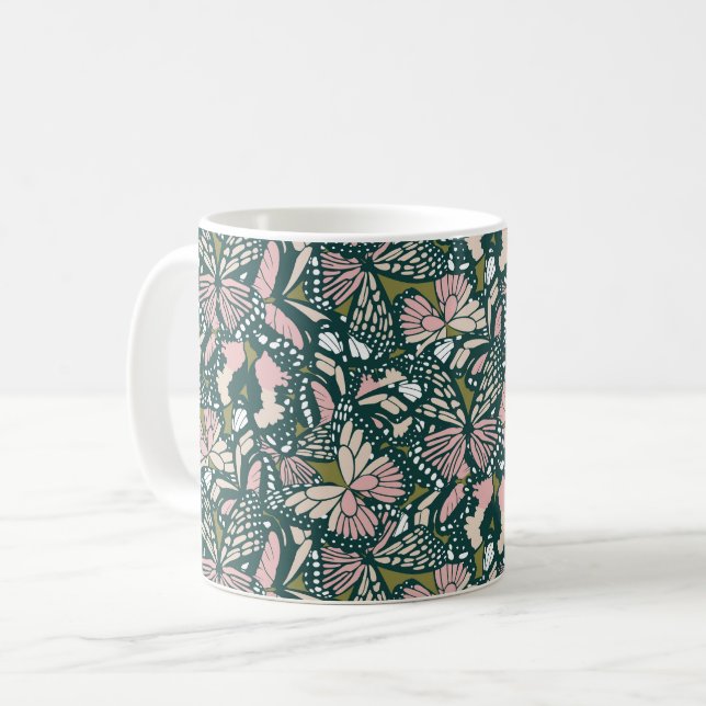 Caneca De Café Impressão em animais da borboleta monarca 3 (Frente Esquerda)