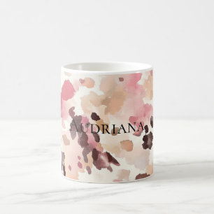 Caneca De Café Impressão em Animais de Leopardo Castanho Rosa-Ros