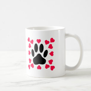 Caneca De Café Impressão em Pata Negra com Formas Cardíacas
