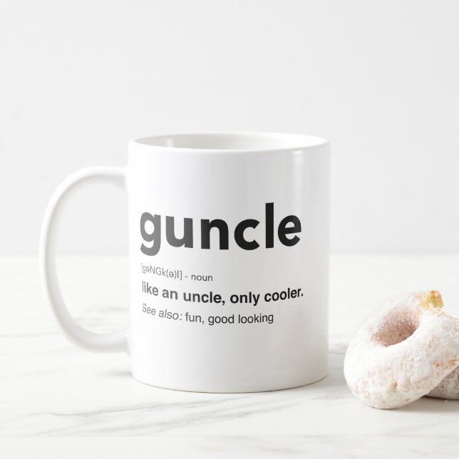 Caneca De Café Impressão engraçado da definição de Guncle (Com Donut)