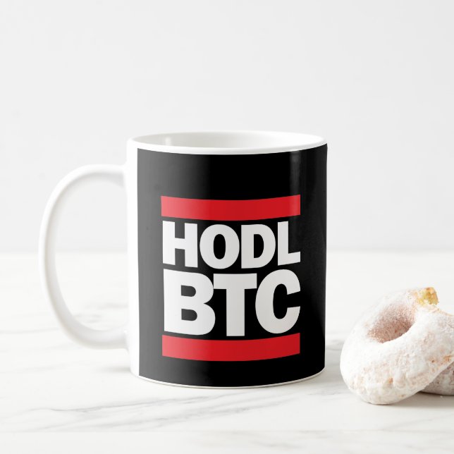 Caneca De Café Impressão engraçado de HODL BTC Bitcoin (Com Donut)