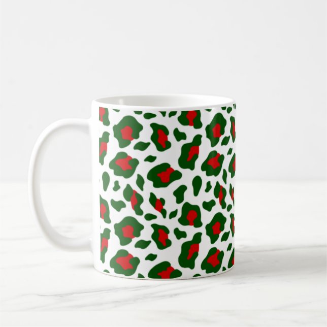 Caneca De Café Impressão feia de leopardo de natal (Esquerda)