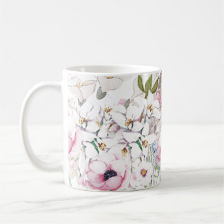 Caneca De Café Impressão Floral Ilustrada à Mão