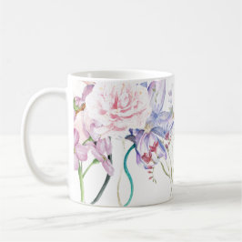 Caneca De Café Impressão Floral Ilustrada à Mão