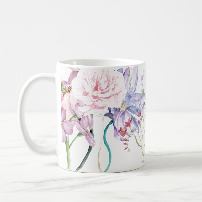 Caneca De Café Impressão Floral Ilustrada à Mão (Esquerda)