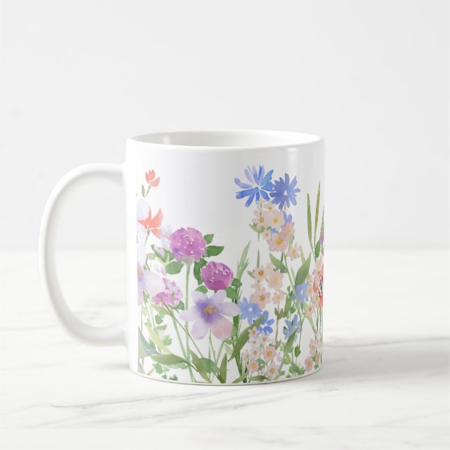Caneca De Café Impressão Floral Pintado à Mão (Esquerda)