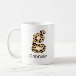 Caneca De Café Impressão Leopardo g Inicial em Minúsculas e Nome
