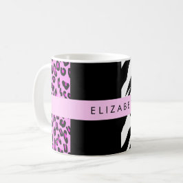 Caneca De Café Impressão Leopardo, Impressão Zebra, Rosa, Seu Nom