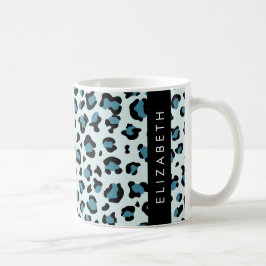 Caneca De Café Impressão Leopardo, Manchas, Leopardo Azul, Seu No