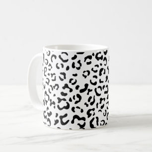 Caneca De Café Impressão Leopardo, Manchas Leopardo, Preto E Bran