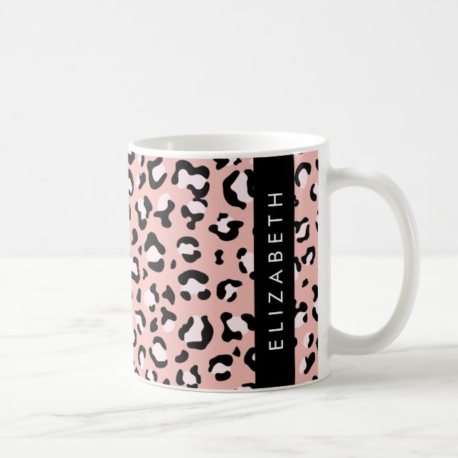 Caneca De Café Impressão Leopardo, Manchas, Leopardo Rosa, Seu No (Direita)
