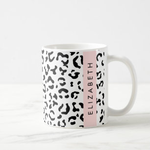 Caneca De Café Impressão Leopardo, Manchas, Preto E Branco, Seu N