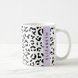 Caneca De Café Impressão Leopardo, Manchas, Preto E Branco, Seu N