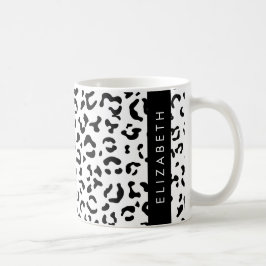 Caneca De Café Impressão Leopardo, Manchas, Preto E Branco, Seu N