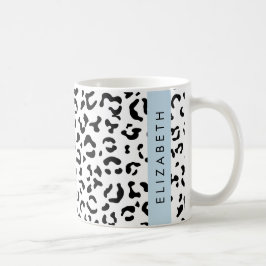 Caneca De Café Impressão Leopardo, Manchas, Preto E Branco, Seu N