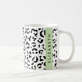 Caneca De Café Impressão Leopardo, Manchas, Preto E Branco, Seu N