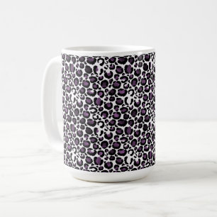 Caneca De Café Impressão Leopardo Roxo Preto