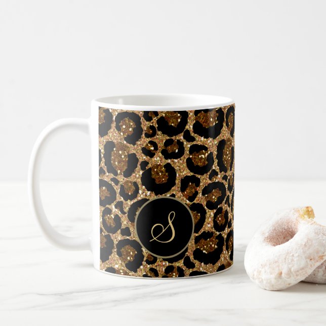 Caneca De Café Impressão Na moda Leopardo com monograma personali (Com Donut)