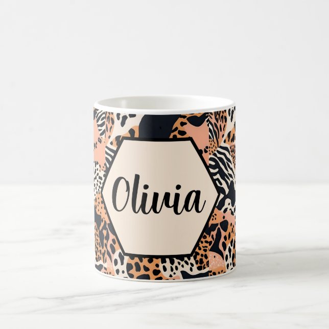 Caneca De Café Impressão Personalizada de Guepardo e Zebra (Centro)