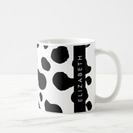 Caneca De Café Impressão, Pontos De Vaca, Preto E Branco, Seu Nom