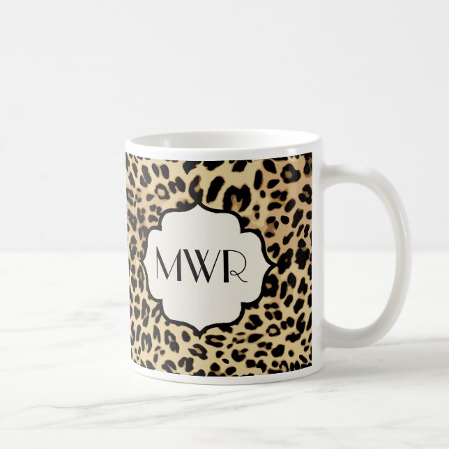 Caneca De Café Impressão Sassy Leopard Monogramada (Direita)