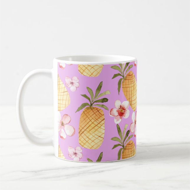 Caneca De Café Impressão tropical de abacaxi (Esquerda)