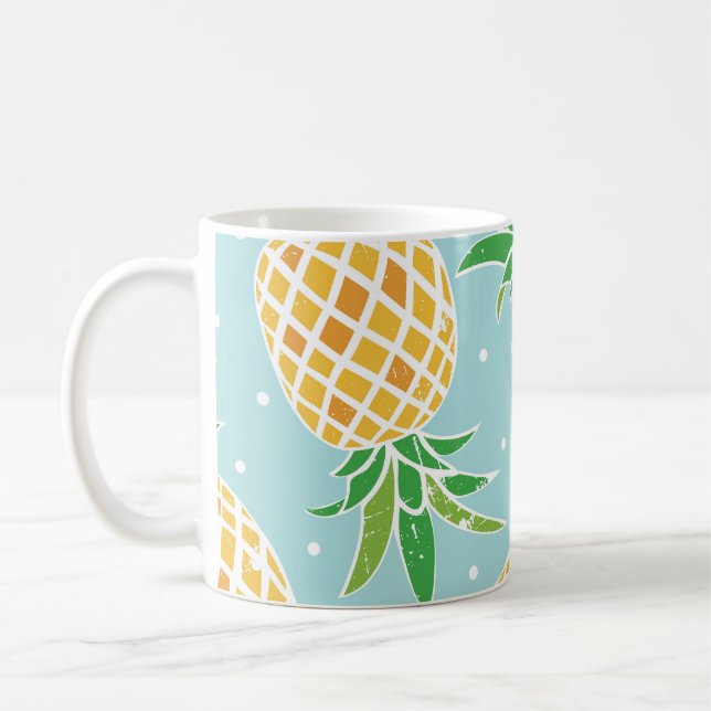 Caneca De Café Impressão Tropical de Abacaxi sem costura (Esquerda)