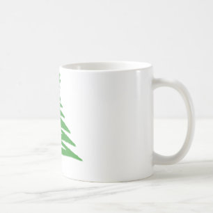 Caneca De Café Impressão Verde de Estêncil de Árvore de Natal Mod