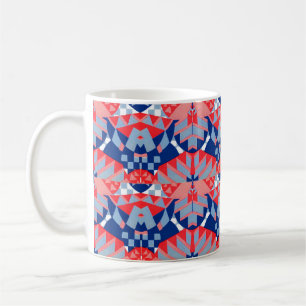 Caneca De Café impressão vermelho branco e azul abstrato nº 1