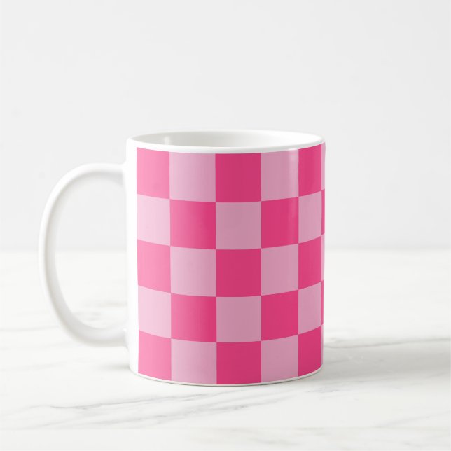 Caneca De Café Impressão Xadrez Rosa (Esquerda)