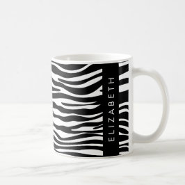 Caneca De Café Impressão Zebra, Stripes, Preto E Branco, Seu Nome