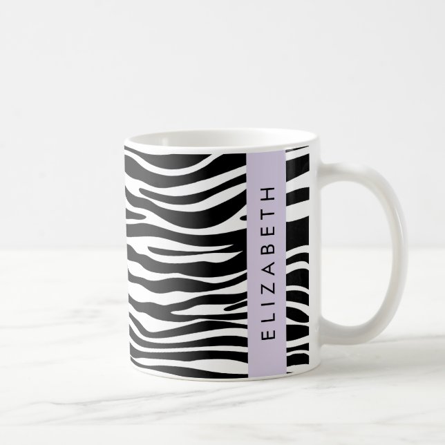 Caneca De Café Impressão Zebra, Stripes, Preto E Branco, Seu Nome (Direita)