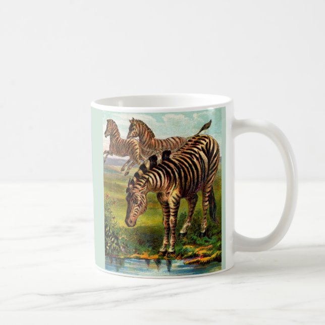 Caneca De Café impressão zebras 1900 (Direita)