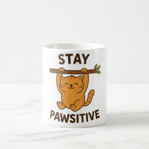Caneca De Café Impressionante impressão de citação "Stay pawsitiv