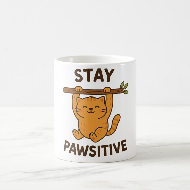 Caneca De Café Impressionante impressão de citação "Stay pawsitiv (Centro)