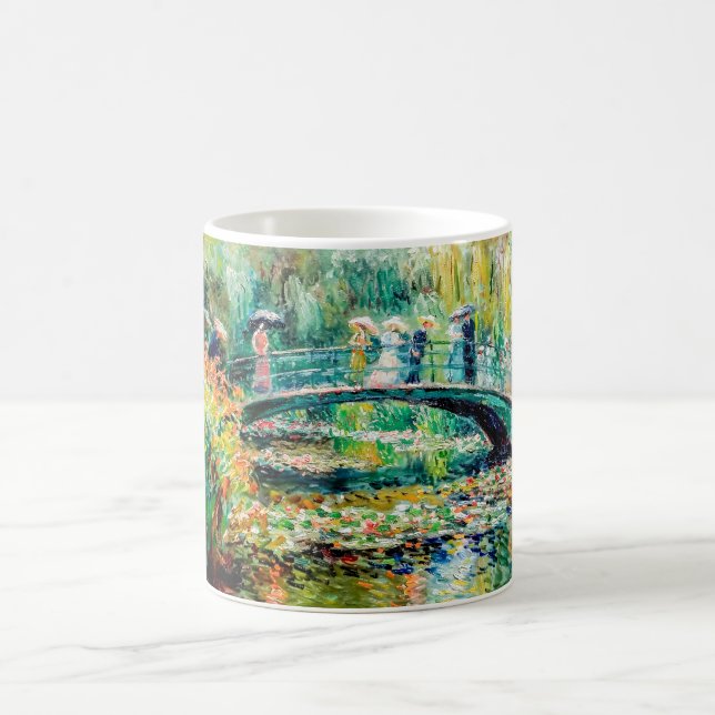 Caneca De Café Impressionist Garden Art Mug Bridge Over Pond (Centro)
