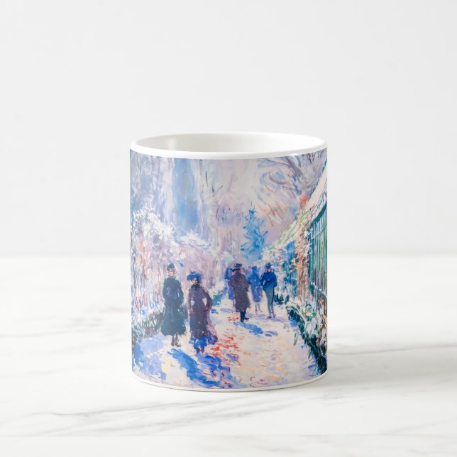 Caneca De Café Impressionist Garden Art Mug Winter Pathway Scene (Centro)