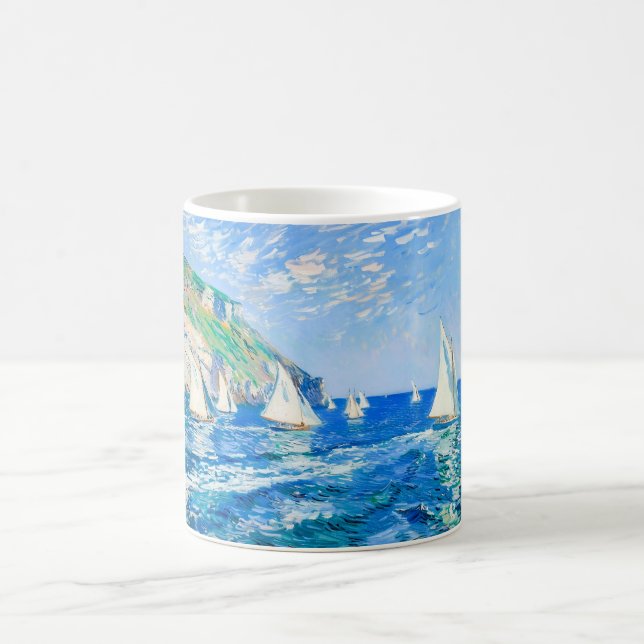 Caneca De Café Impressionist Sailboat at the Cliffs – Ocean Art (Centro)