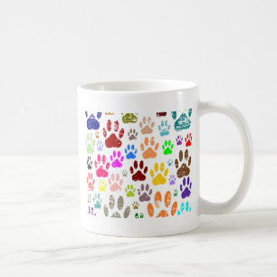 Caneca De Café Impressões coloridas de pata de cachorro