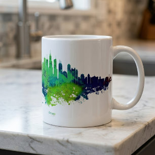 Caneca De Café Impressões de Arte em Aquarela da Silhueta de Chic