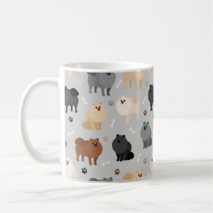 Caneca De Café Impressões de pata da Pomerânia e Ossos do Cachorr