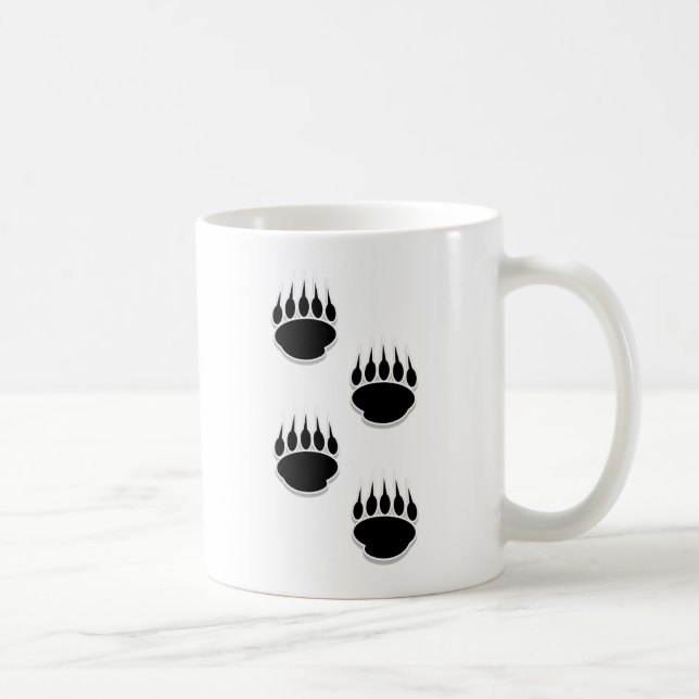 Caneca De Café Impressões de pata de urso preto (Direita)
