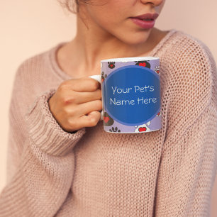 Caneca De Café Impressões de patas com corações vermelhos em azul