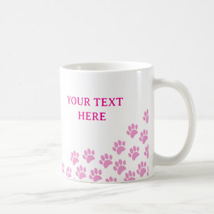Caneca De Café Impressões de Patas de Cachorrinho Rosa Com Texto 